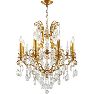 BET Series 12 inch Solid Brass Chandelier Ceiling Light, Gold Frame